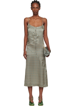 Dries Van Noten Green Argyle Midi Dress