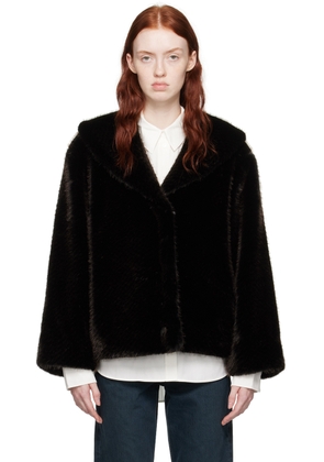 ANINE BING Black Hilary Faux-Fur Jacket