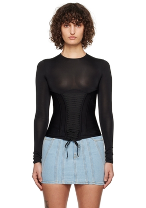 Mugler Black Lace-Up Top