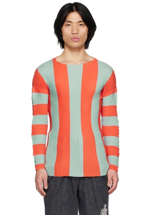 SUNNEI Blue & Orange Pleated Stripe T-Shirt