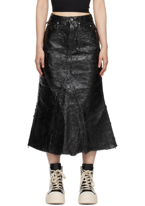 Rick Owens DRKSHDW Black Porterville Godet Denim Midi Skirt