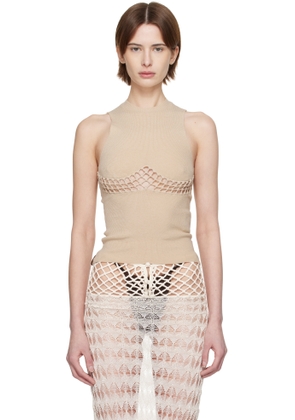 Isa Boulder Beige Curved Accent Tank Top