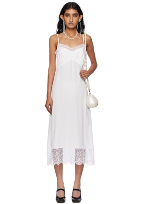 Simone Rocha Off-White Deep Lace Trim Slip Midi Dress