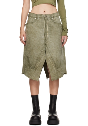 Rick Owens DRKSHDW Khaki Porterville Slivered Midi Skirt