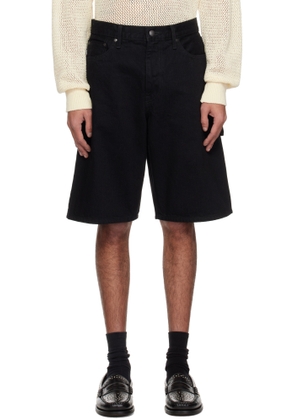 vowels Black Painter Denim Shorts