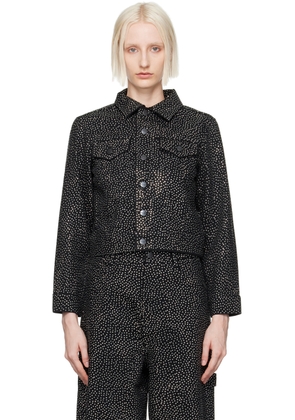 Marc Jacobs Black 'The Glam Studs Shrunken' Denim Jacket