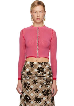 Chopova Lowena Pink Fishnet Cardigan