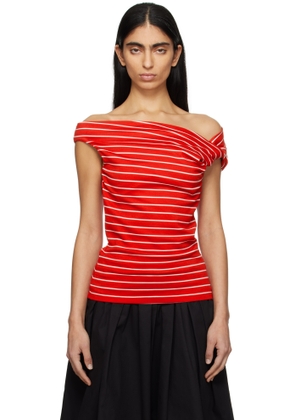 MSGM Red & White Striped Blouse