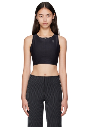 On Black Race Crop Sport Top