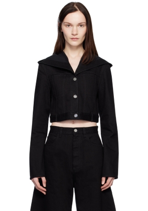 ALAÏA Black Cropped Hooded Denim Jacket