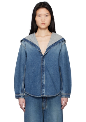 ALAÏA Blue Hooded Denim Jacket
