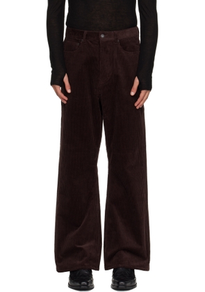 TONYWACK Burgundy Corduroy Loose Flared Trousers