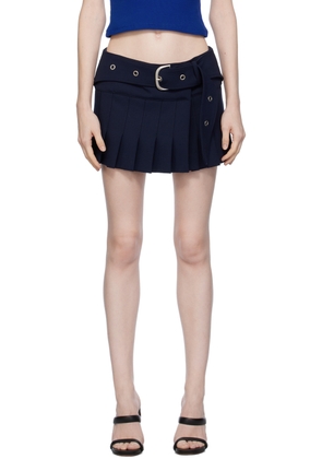 Off-White Navy Belted Mini Skirt