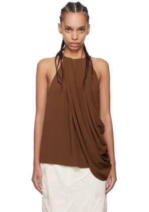 JW Anderson Brown Twisted Draped Halter Tank Top