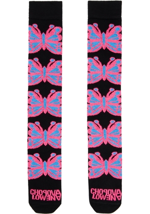 Chopova Lowena Black Butterfly Long Socks