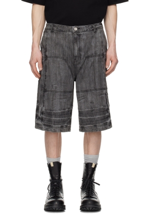 Juun.J Gray Washed Long Denim Shorts