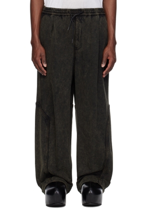 Juun.J Khaki Garment Dyed Wide Sweatpants