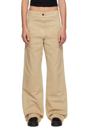 Palm Angels Beige Bull Cargo Pants