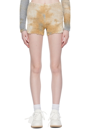 Off-White Beige & Navy Smocked Shorts