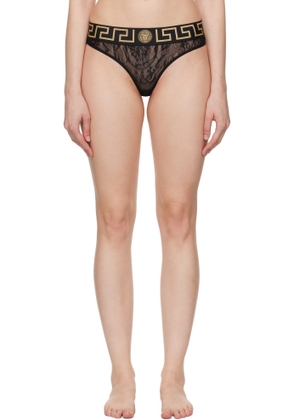 Versace Black Greca Border Lace Briefs