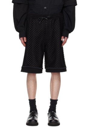 Juun.J Black Net Layered Shorts