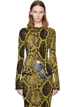The Attico Yellow & Black Python Jacquard Cardigan