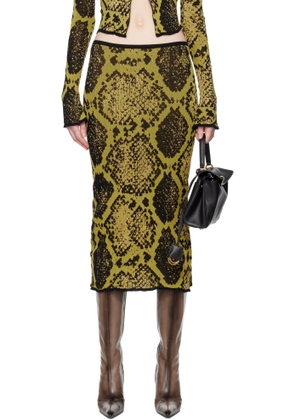 The Attico Yellow & Black Jacquard Midi Skirt