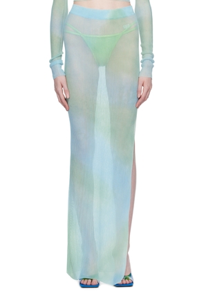 Off-White Blue Tie-Dye Midi Skirt