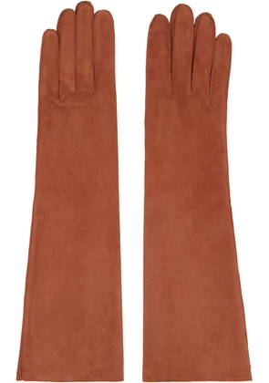 Lanvin Brown Long Slim Suede Gloves
