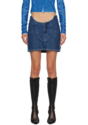 Off-White Blue Motorcycle Hole Denim Miniskirt