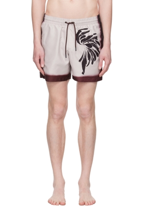 Dries Van Noten Burgundy Printed Swim Shorts