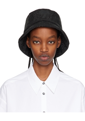 Palm Angels Black Crystal Palm Bucket Hat