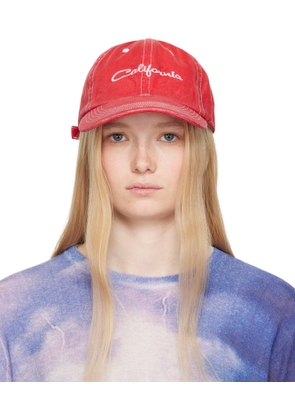 ERL Red 'California' Embroidered Cap