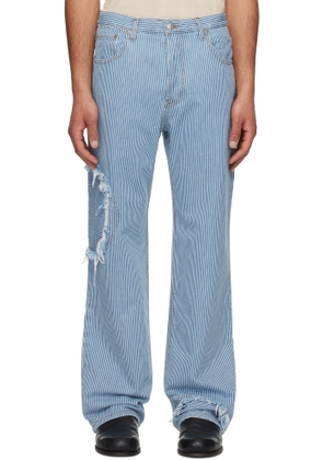 Edward Cuming Blue & White Denim Circle Window Jeans