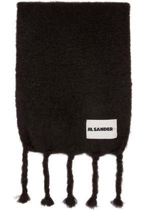 Jil Sander Brown Wide Wool Blend Scarf