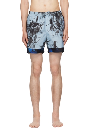 Dries Van Noten Blue Patterned Swim Shorts