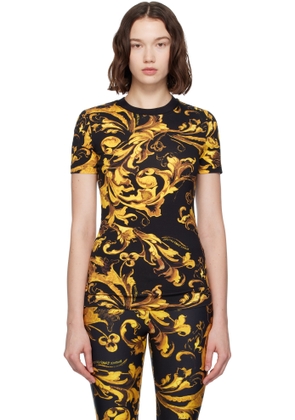 Versace Jeans Couture Black & Gold Logo Barocco Jersey T-shirt