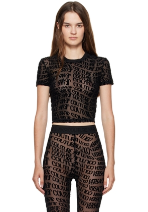 Versace Jeans Couture Black Tulle Flock Liquify T-shirt