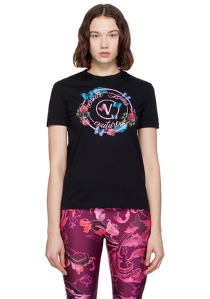 Versace Jeans Couture Black Cotton Jersey Screen-Printed T-shirt