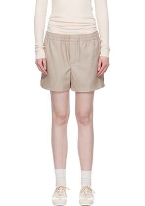 AMI Paris Beige Wool Elasticated Shorts
