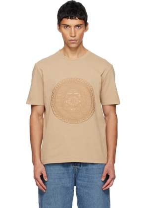Balmain Beige Embroidered 'Balmain' Médaille T-shirt