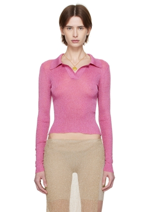 Isa Boulder SSENSE Exclusive Pink Metallic Long Sleeve Polo
