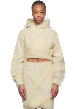 We11done Beige Layered Cropped Hoodie