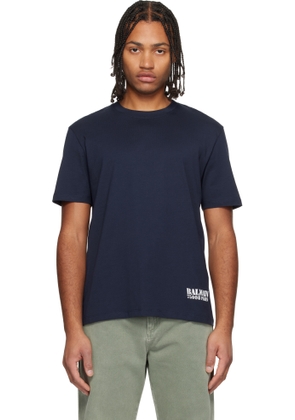 Balmain Navy Small 'Balmain' Stamp Printed T-shirt