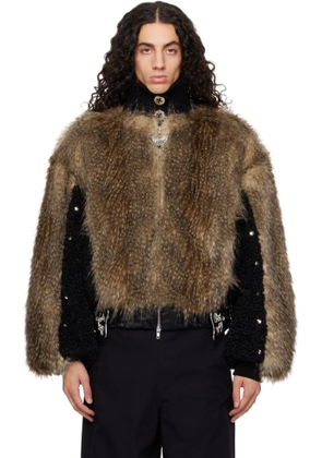Chopova Lowena Brown French Kiss Faux-Fur Bomber Jacket