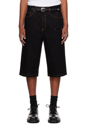 Still Kelly Black Raw Denim 6 Pocket Shorts