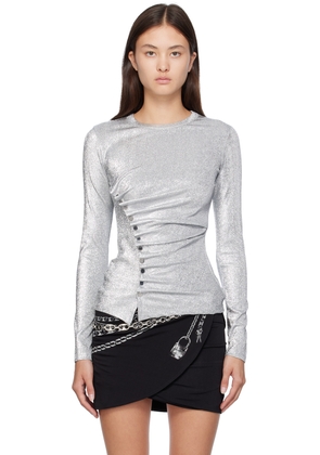 Rabanne Silver Draped Long Sleeve T-Shirt