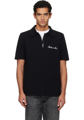Balmain Black Short-Sleeved Embroidery Polo