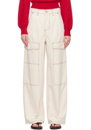 AMI Paris Beige Cotton Wide Fit Denim Cargo Pants