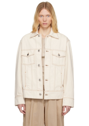 AMI Paris Off-White Cotton 'AMI Paris' Trucker Denim Jacket